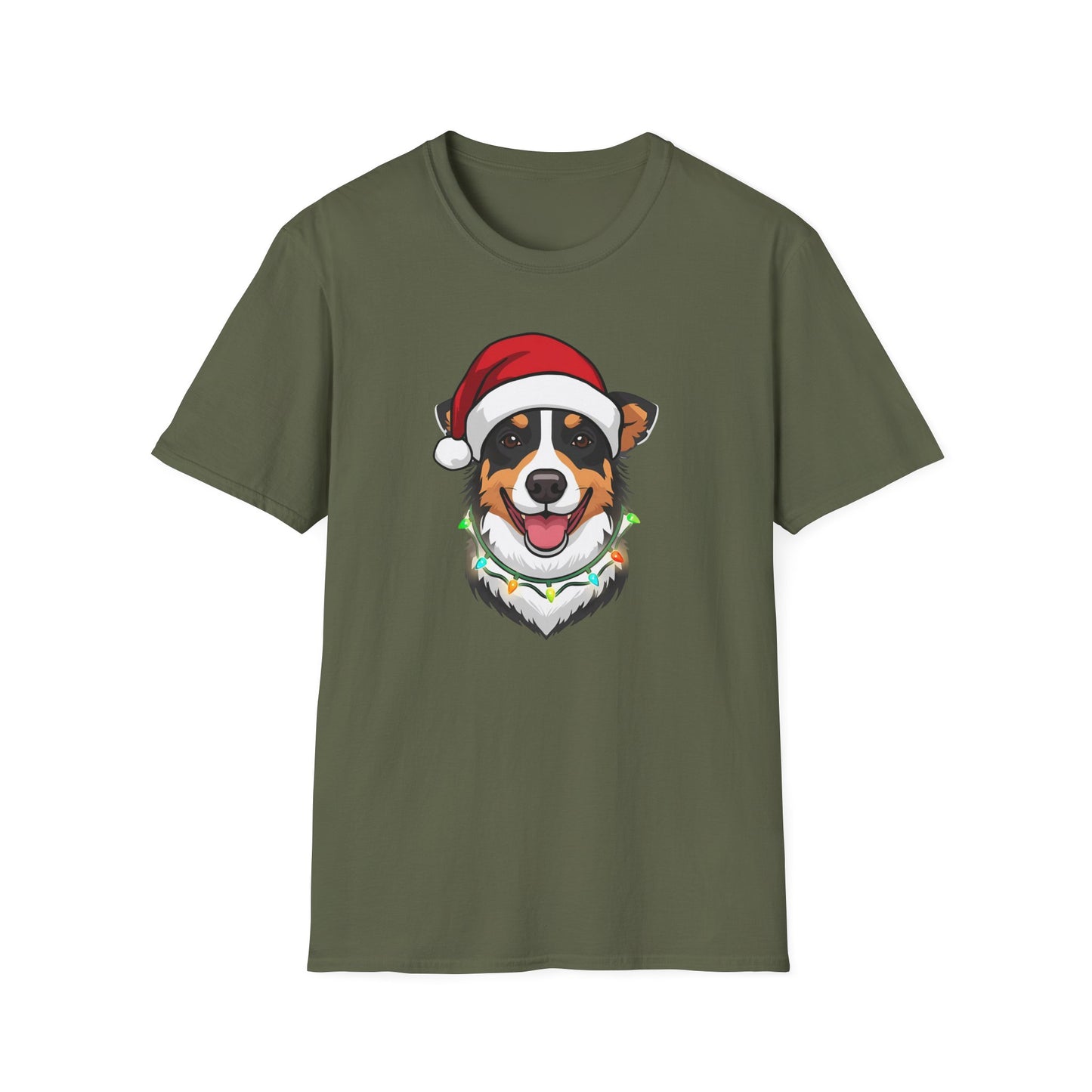 Aussie Cattle Dog – Santa LED Portrait - T-Shirt