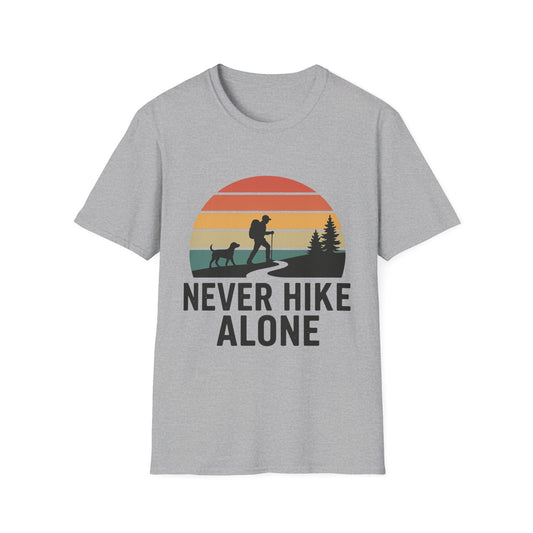 Never Hike Alone sunset T-Shirt