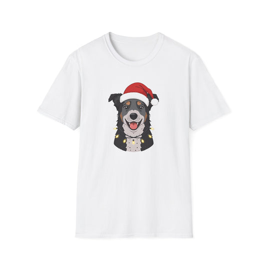 Aussie Cattle Dog โ Santa LED Portrait II - T-Shirt