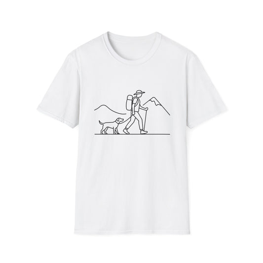 Hiker & Dog Outline line art T-Shirt