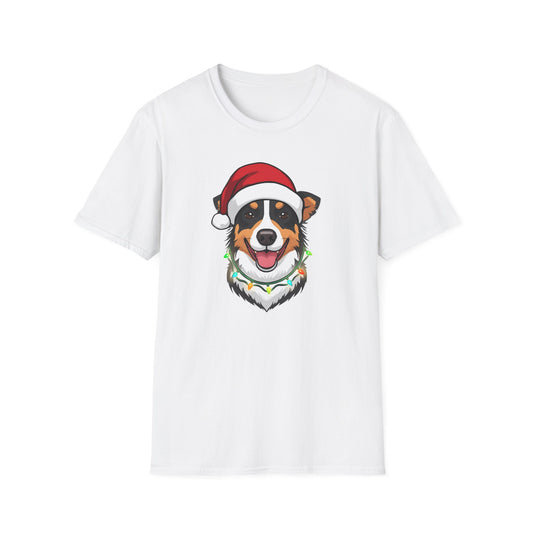 Aussie Cattle Dog – Santa LED Portrait - T-Shirt
