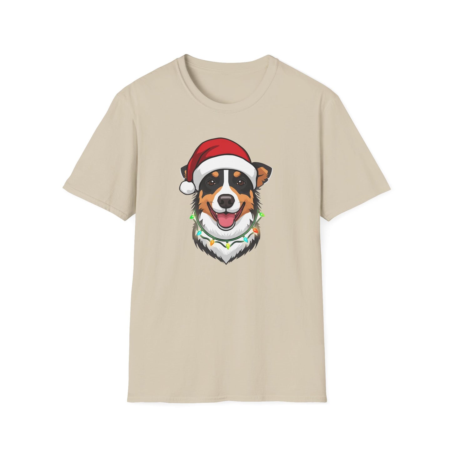 Aussie Cattle Dog – Santa LED Portrait - T-Shirt