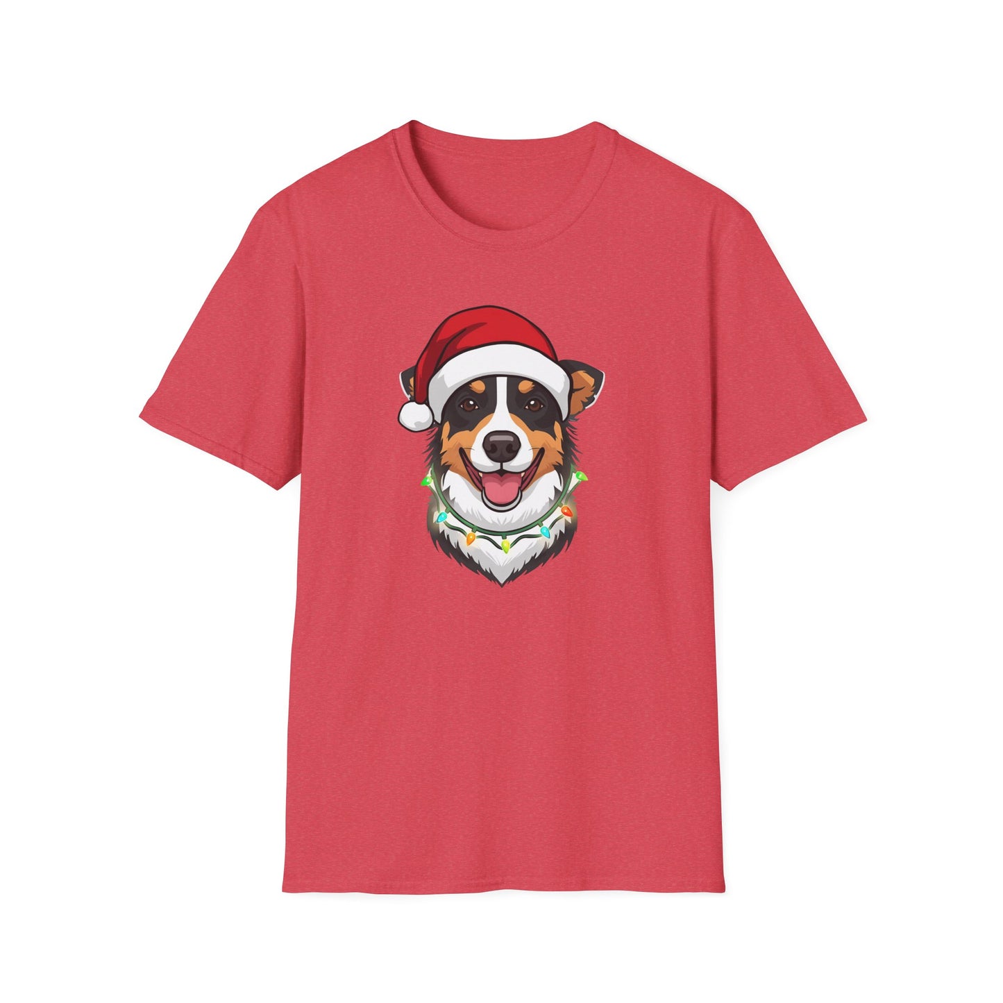 Aussie Cattle Dog – Santa LED Portrait - T-Shirt