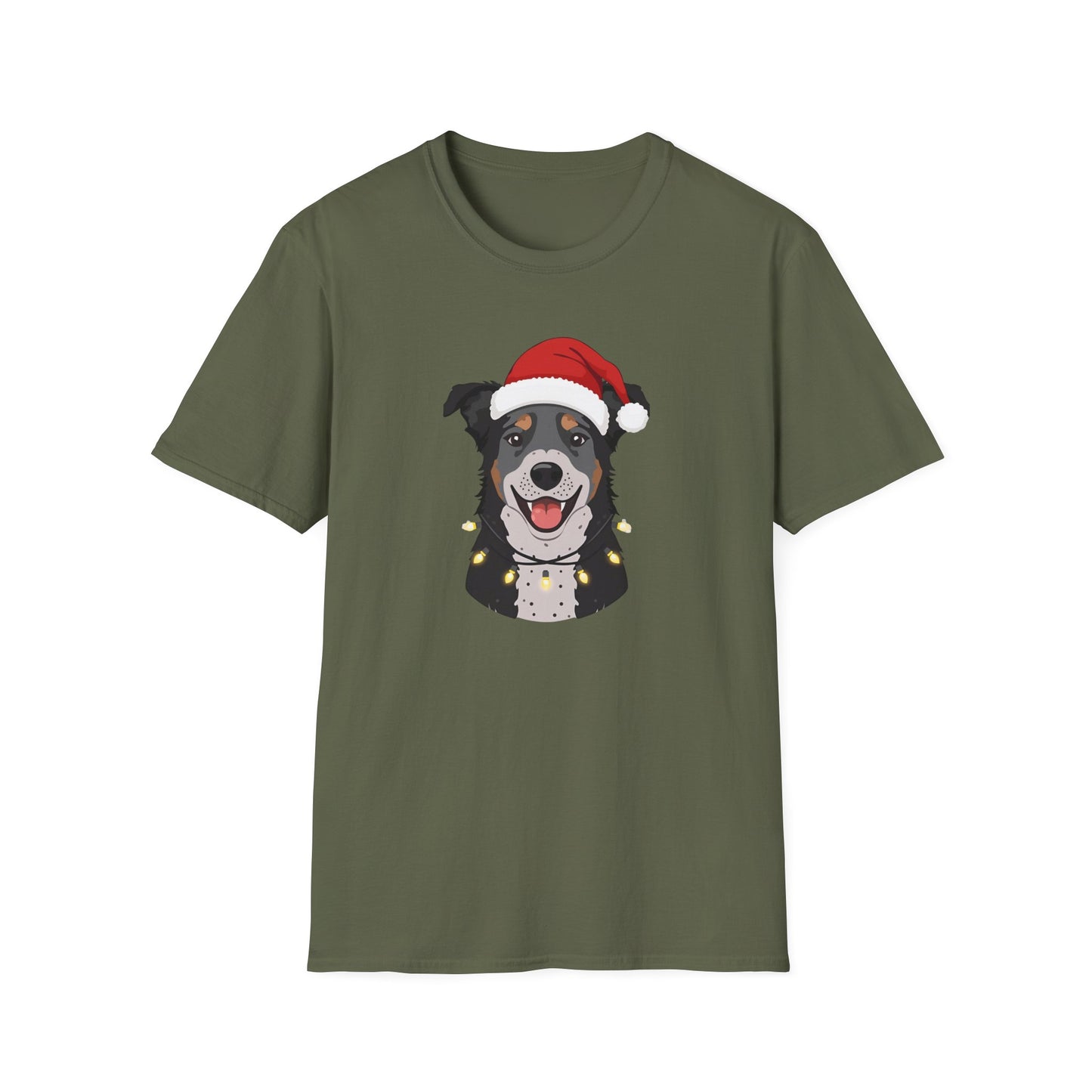 Aussie Cattle Dog – Santa LED Portrait II - T-Shirt