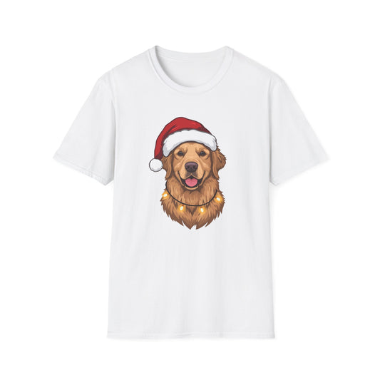 Golden Retriever – Santa Led - Portrait T-shirt