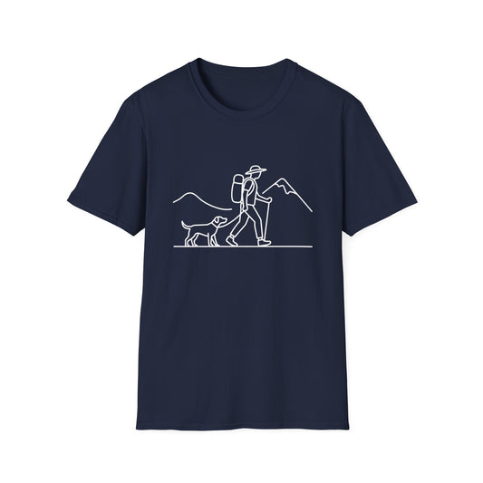 Hiker & Dog Outline line art T-Shirt