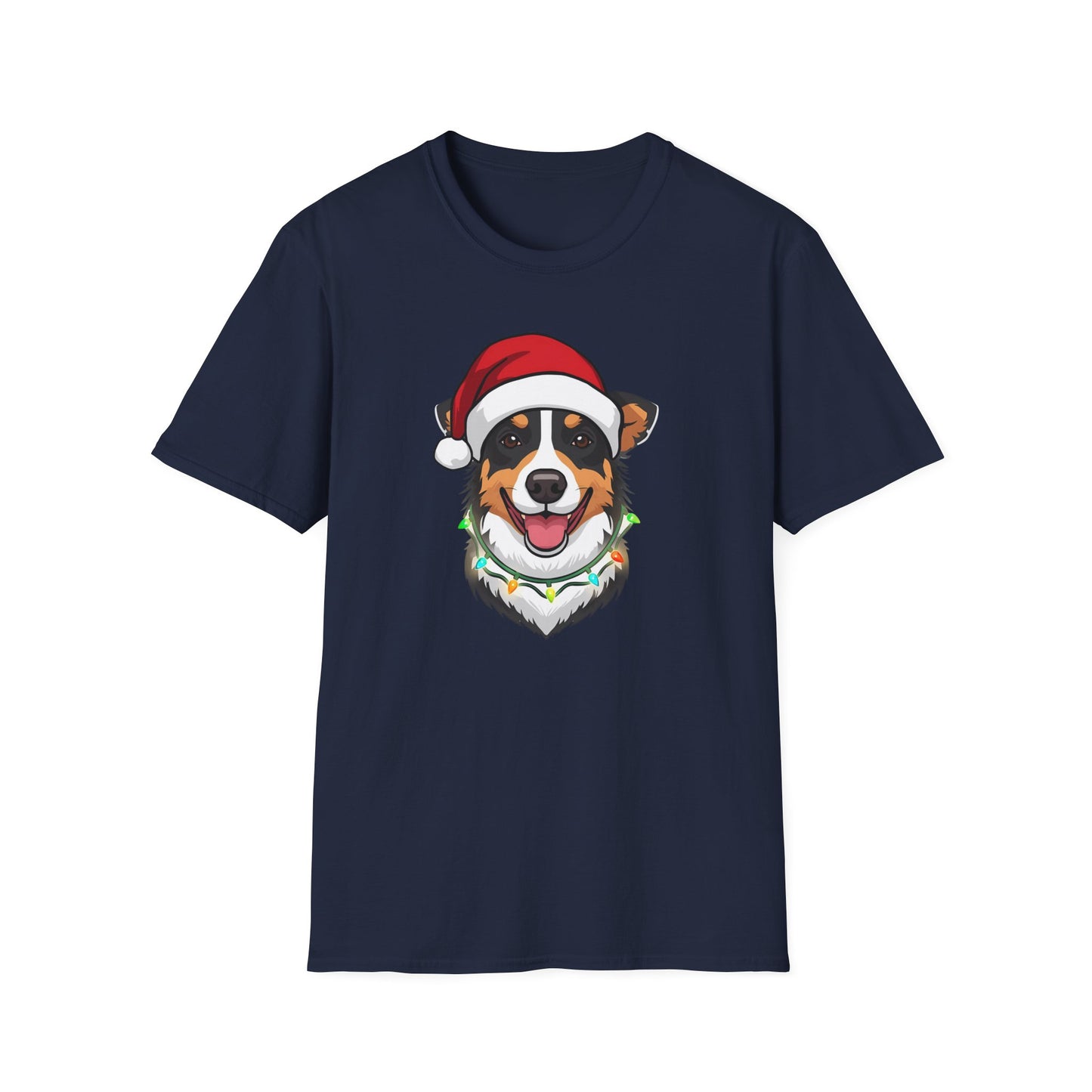 Aussie Cattle Dog – Santa LED Portrait - T-Shirt