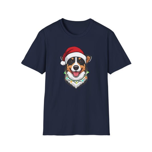 Aussie Cattle Dog – Santa LED Portrait - T-Shirt