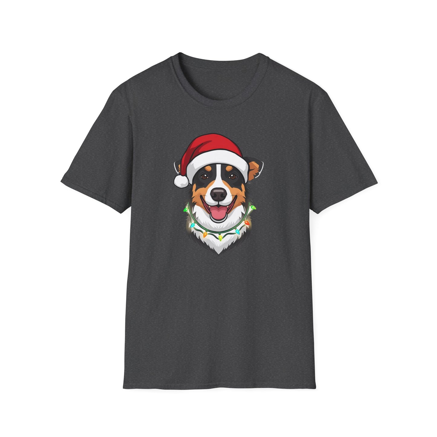 Aussie Cattle Dog – Santa LED Portrait - T-Shirt