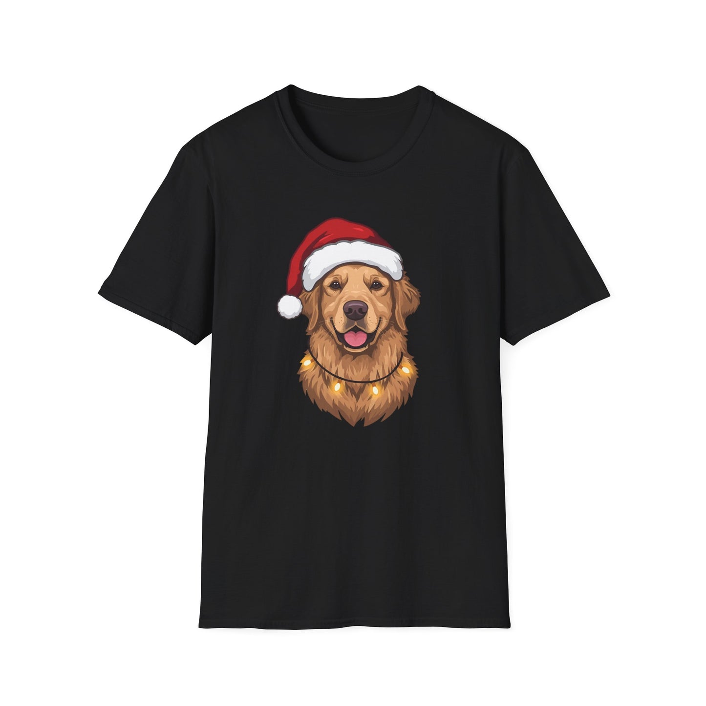 Golden Retriever – Santa Led - Portrait T-shirt