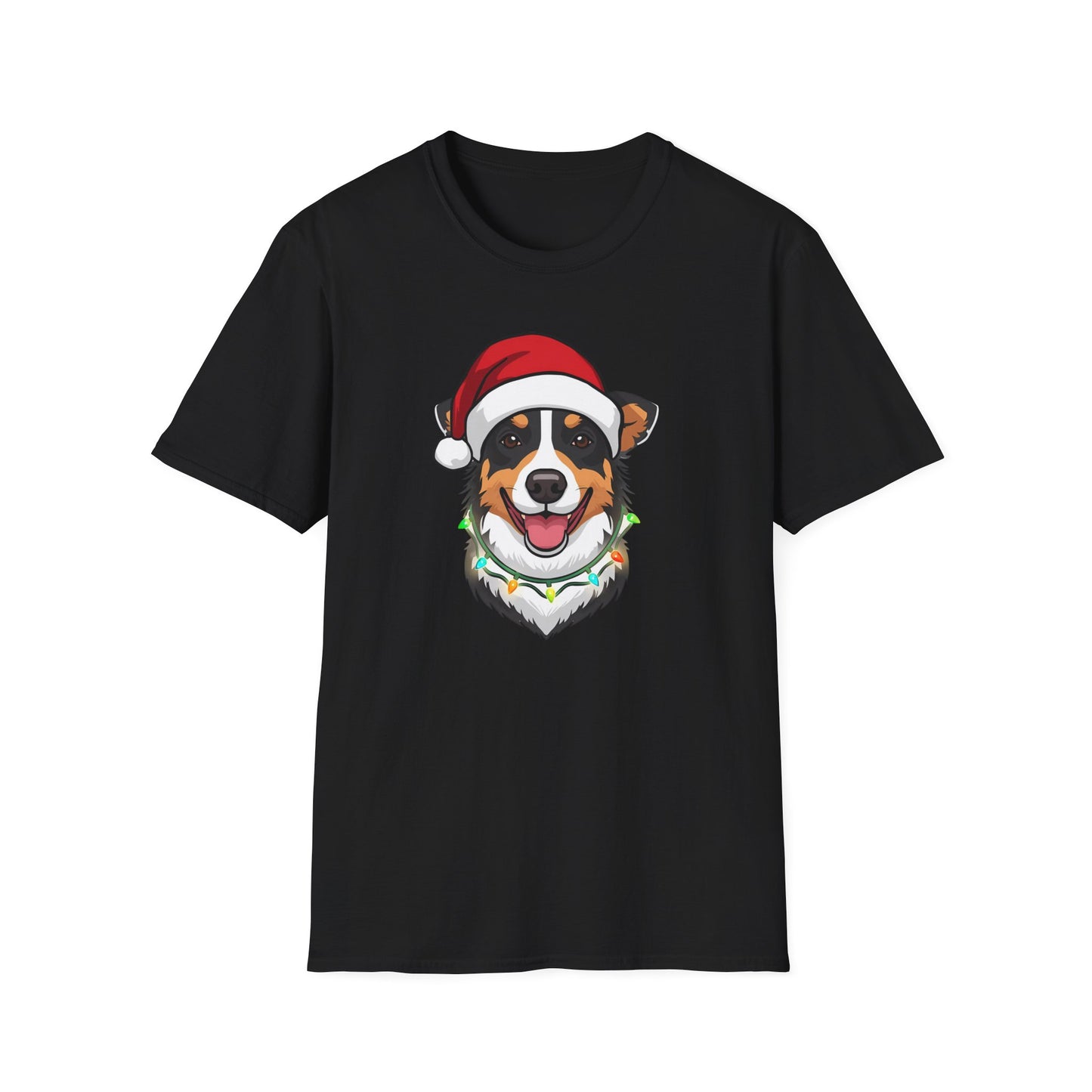 Aussie Cattle Dog – Santa LED Portrait - T-Shirt